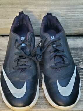 Nike Youth Golf Shoes Black with White Swoosh